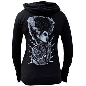 Demon Love Thin Fitted Black Hoodie Frankenbride Rockabilly NWT S-M-L-XL-2XL